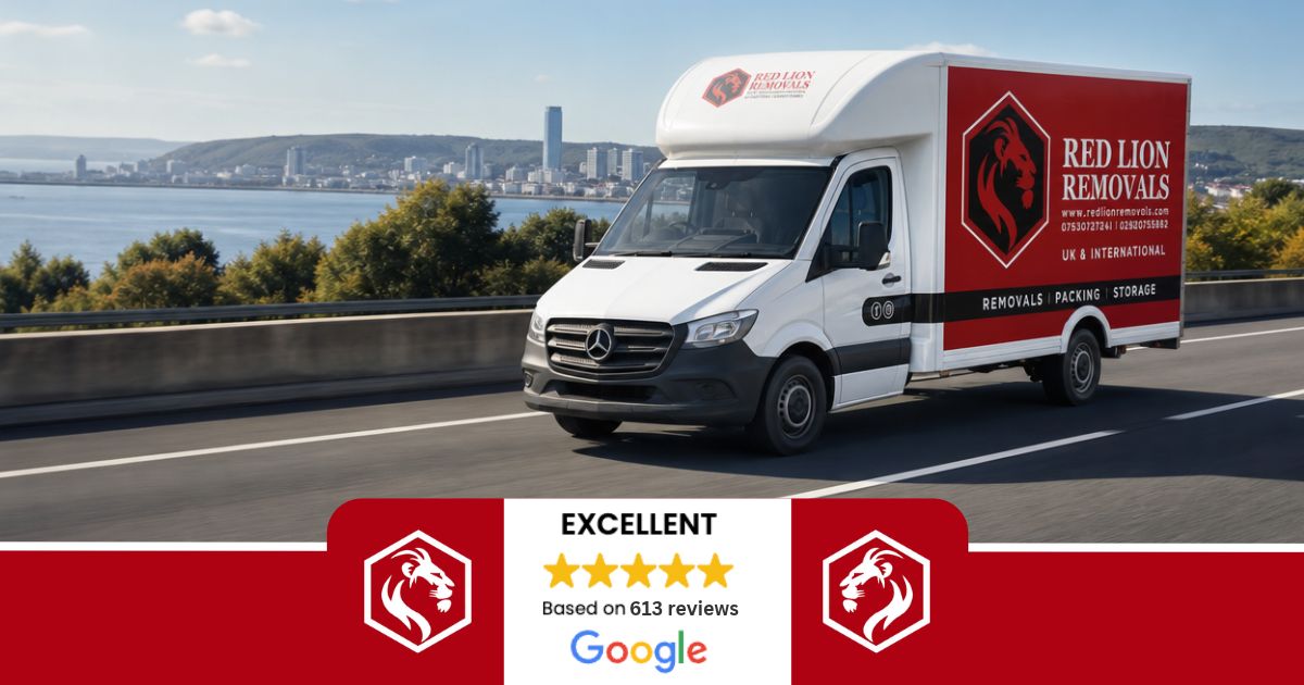 Red Lion Removals van on the M4 approaching Swansea
